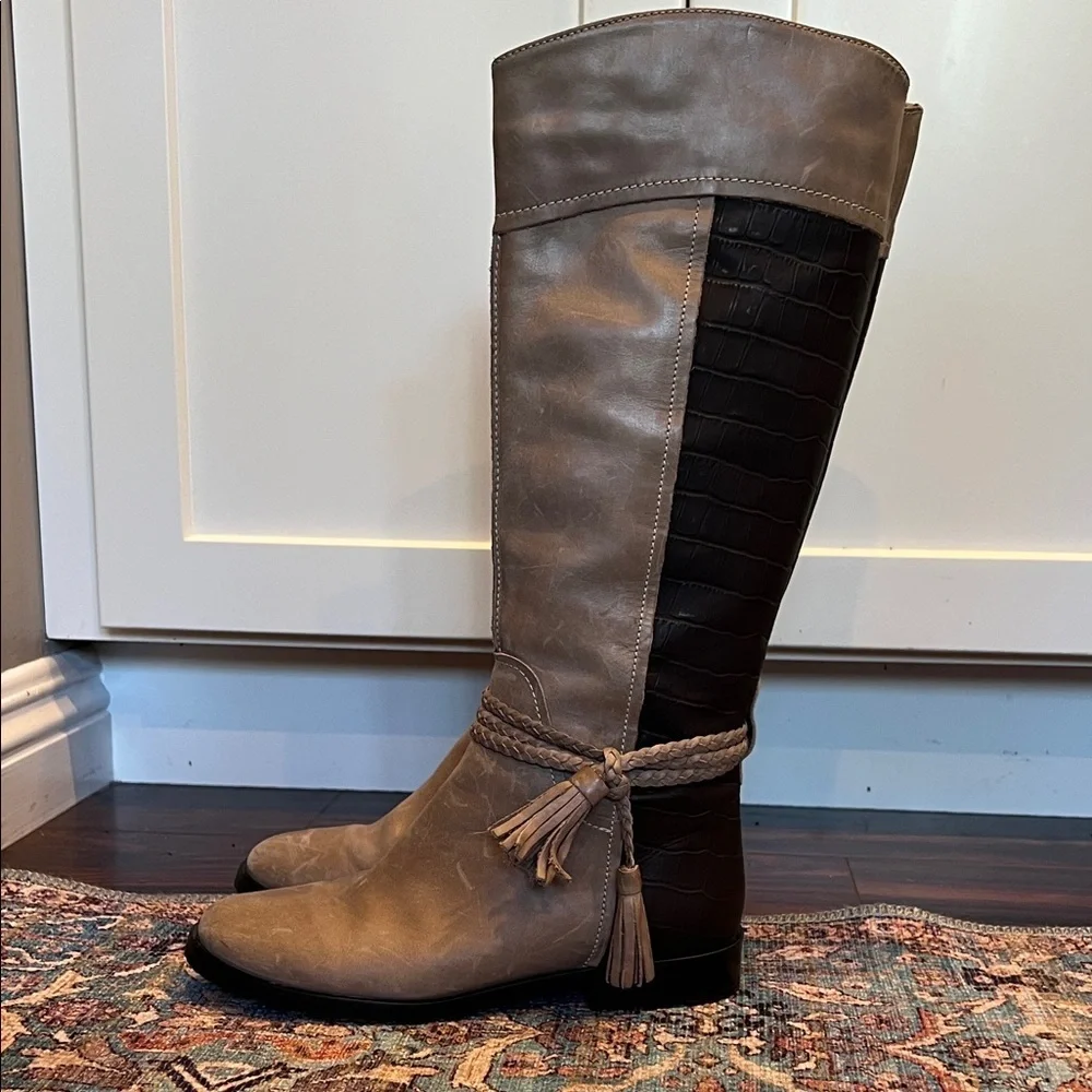 Fabianelli Tan Brown Italian Leather Boots Knee-high Boots Size EU37